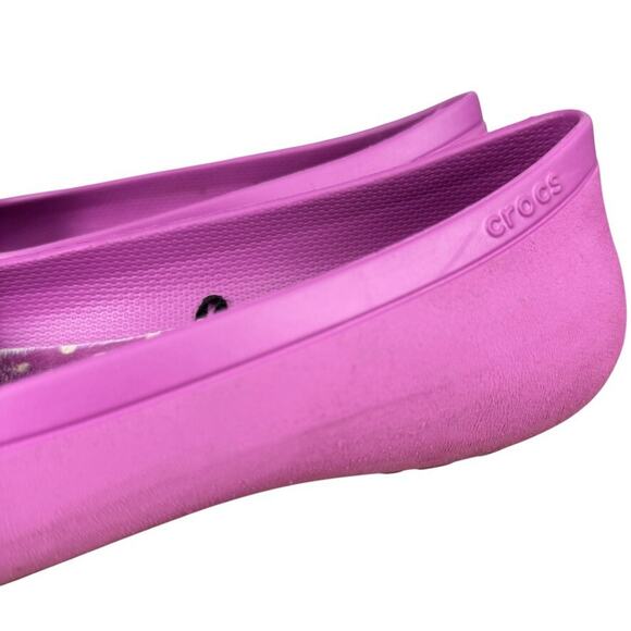 Crocs Mammoth Bow Flat Pink Slip On Shoes Waterproof Rubber Round Toe Womens 9 - Picture 9 of 16